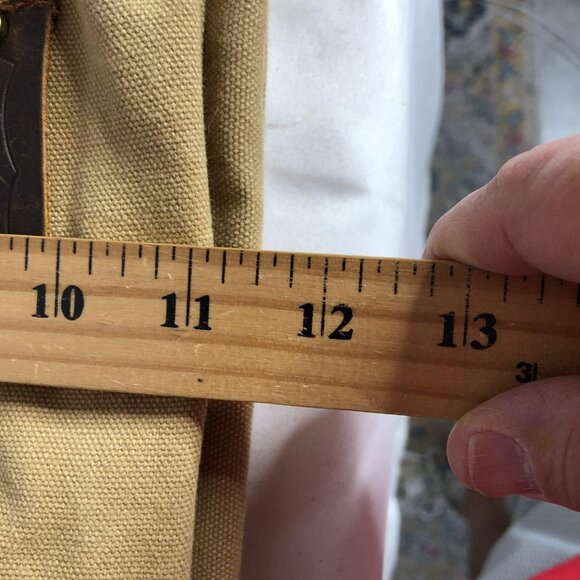 AUGUR Messenger Bag Mens Medium Beige Canvas Leather Crossbody Shoulder Casual - Picture 6 of 16